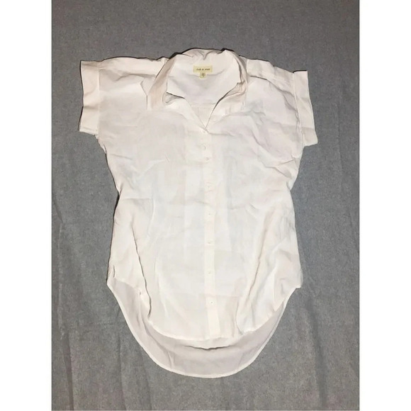 cloth & stone Tops - Womens Cloth & Stone Tunic Size Large White Button Up Blouse Business Casual